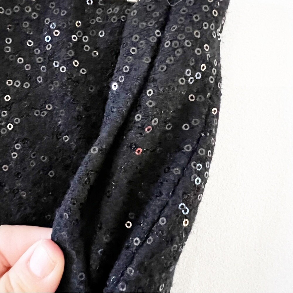 Ann Taylor Black Sequin Skirt Women's Size 12 Wool Blend Pockets Party Wear New - Picture 5 of 7